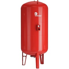 Бак расширительный для отопления WESTER WRV объём 3000л, DN 80, PN 10, вертикальный, резьбовое-ВР, G-3'', с опорами и манометром, красный, Россия