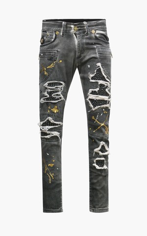 The Saints Sinphony | Джинсы мужские VINTAGE GREY MOTO BLACK STONES TSG427 перед