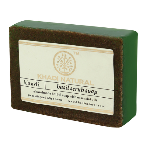 Мыло отшелушивающее Кхади Скраб Базилик Khadi Natural Basil Scrub Soap 125г
