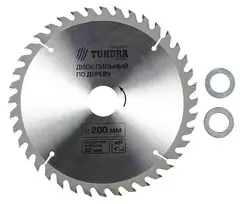 Диск пильный по дереву TUNDRA, 200 х 32 х 40 зубьев + кольцо 20/32 и 16/32 1032332