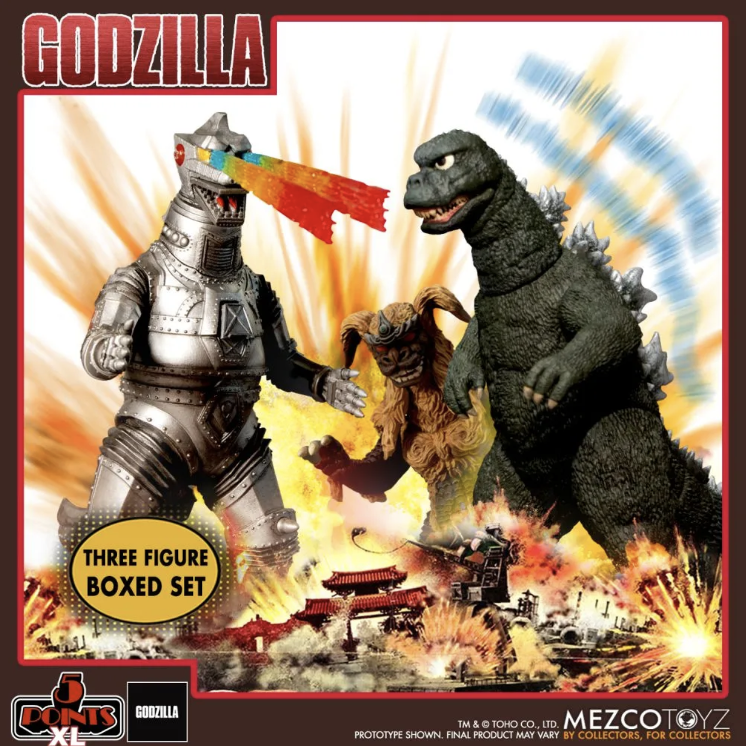 Фигурки Mezco 5 Points Box Set 3 Godzilla Destroy All Monsters