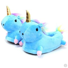 Тапки Единороги с головой голубые