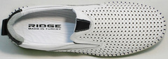Модные слипоны мокасины мужские лето Ridge Z-441 White Black.