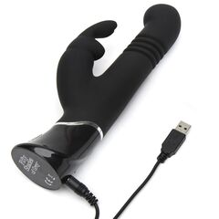 Черный хай-тек вибратор Greedy Girl Thrusting Rabbit Vibrator - 22,8 см. - 