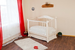 С 707 Кровать детская "Валерия" резьба №19 накладка №22 мишка на облаке (шоколад)