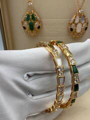 83060 - Браслет ЗМЕЯ -SERPENTI в позолоте, качество VGOLD с вставками малахит