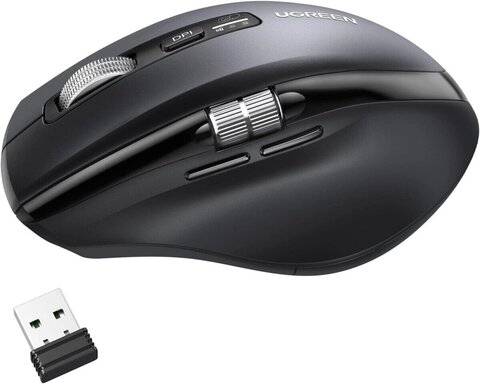 Мышь  UGREEN M751 (45792) Ergonomic Contoured-Shape Multi-Mode Wireless Mouse 2.4 GHz&BT, черный