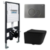 Abber Rechteck AC1201MB-AC0105-AC0121NG Комплект подвесной унитаз черный матовый с инсталляцией AC0105 и кнопкой AC0121NG никель