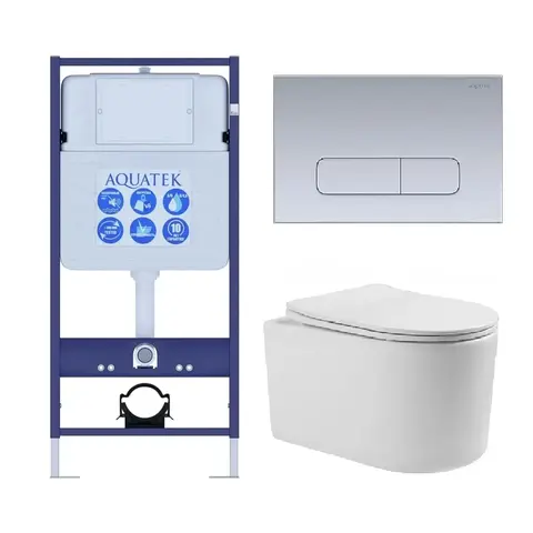Aquatek SET Aquatek МИЯ-014 3в1 SET Aquatek МИЯ 3в1 (рама Aquatek Standard INS-0000012+клавиша KDI-0000014+унитаз МИЯ AQ2004-00 с тонким сиденьем soft-close