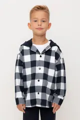 рубашка  для мальчика  КР 302681/индиго,клетка виши к534