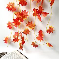 Кленовые листья, осенние искусственные, лиана 2,35 метра, листья около 6,5*7 см, набор 6 шт.