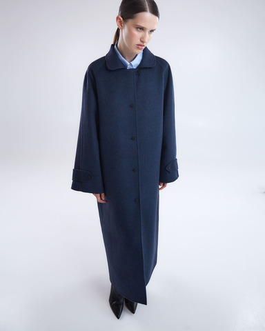 Пальто из мягкой шерсти Стелла Маккартни синий меланж