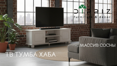 Тумба под телевизор из сосны Хаба 2 двери, 115х29х40, белая