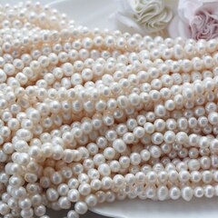 Жемчуг натуральный речной, круглый, 7-8 мм, 1 нить, Ж011
