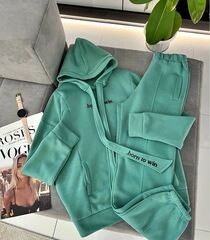 Костюм двойка женский, флис, цвет зелёный