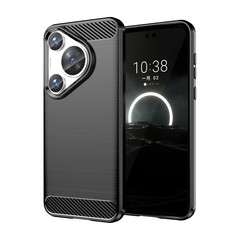 Мягкий чехол в стиле карбон на Huawei Pura 70 Pro и Pura 70 Pro+, мягкий отклик кнопок, серия Carbon от Caseport