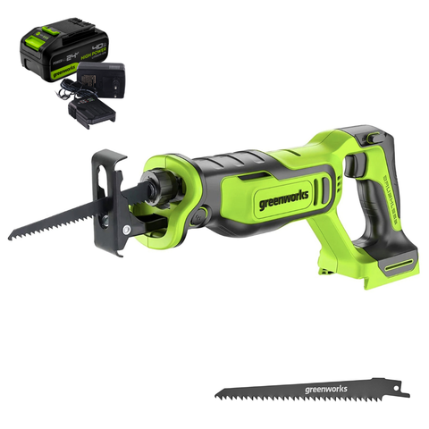 Сабельная пила Greenworks GPT-BLRS-1K4 24V (115 мм) аккумуляторная, с АКБ 4 А/ч и ЗУ