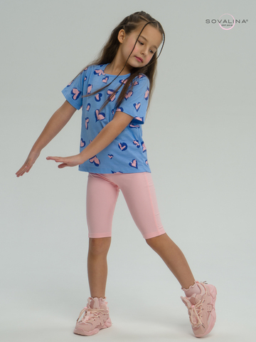 Костюм Актив розовые сердечки на голубом-розовый