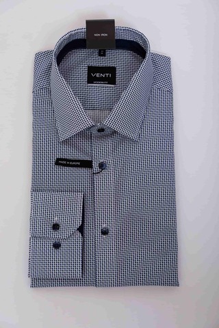 VENTI Modern Fit Сорочка хлопковая в мелкие штрихи с технологией Non Iron