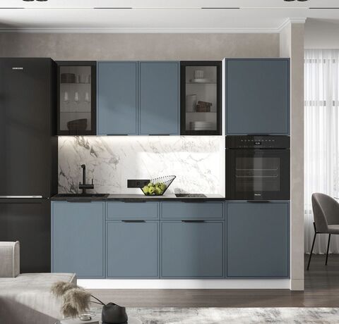 Кухня Николь 2,2м (490) (Браш Блю, Графит (Кастилло темный))