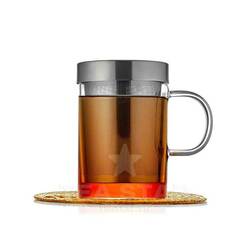 Стеклянная кружка-заварник для чая с металлической колбой, 400 мл