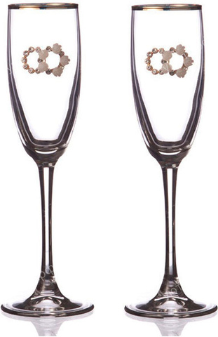 Набор бокалов для шампанского с золотой каймой 