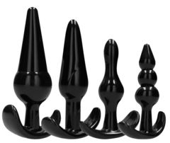 Набор из 4 черных анальных пробок N80 4-Piece Butt Plug Set - 