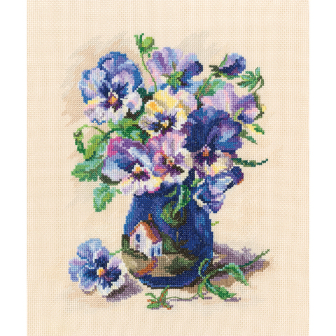 Коллекция:	Цветы¶Название по-английски:	Pansies in torguay pottery¶Название по-русски:	Анютины глазк