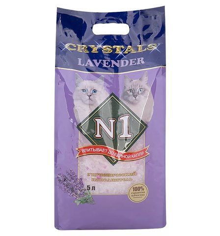 Наполнитель силикагелевый Litter N1 Crystals - «LAVENDER» - silica gel