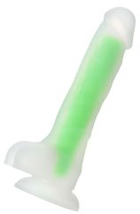 Прозрачно-зеленый фаллоимитатор, светящийся в темноте, Clark Glow - 22 см. - 