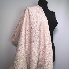 Ткань твид с органзой с розовой нитью 3004/1