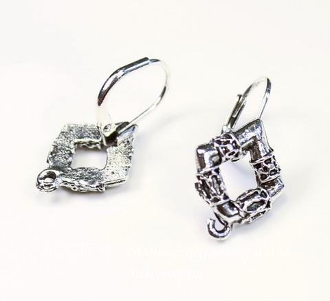 Швензы с французским замком Quest Beads "Готика" 25х14 мм (цвет-античное серебро), пара ()