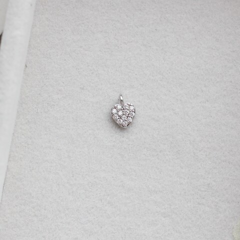 Подвеска Сердце с фианитами, 7*5 мм, родий. П154