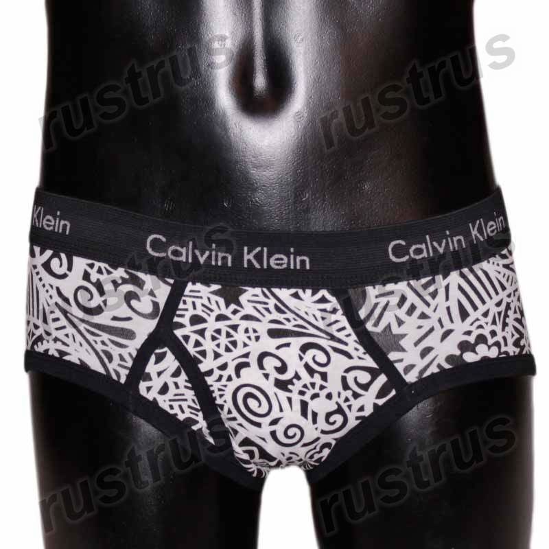 Мужские трусы брифы белые с черной резинкой Calvin Klein CK00480