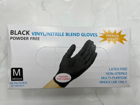 Перчатки винил+нитрил Черные M, 50 пар