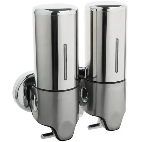 Fixsen FX-31012A-2 Fixsen HOTEL FX-31012A-2 Дозатор для жидкого мыла настенный 0,5л., двойной, пластик, серый-хром
