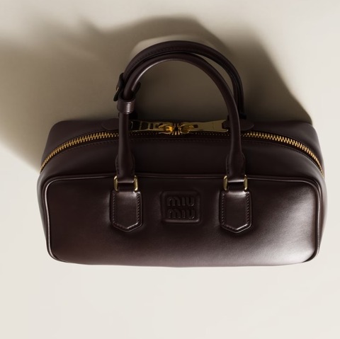 Кожаная сумка Miu Miu Arcadie тёмно-коричневый