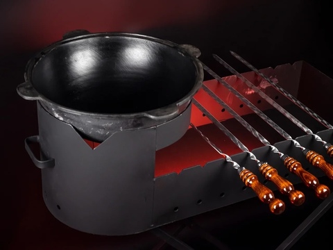 Комплект "Мангал с печкой под казан + казан 10"