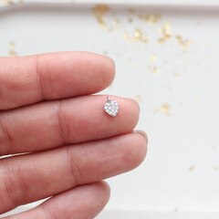 Подвеска Сердце с фианитами, 7*5 мм, родий. П154