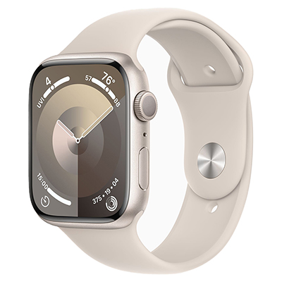 Apple Watch Series 9, GPS, 45 мм, алюминий цвета «Сияющая звезда», спортивный ремешок цвета «Сияющая звезда»