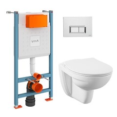 Комплект унитаза с инсталляцией Vitra Normus L-box 9773B003-7207 с сиденьем и Белой клавишей смыва фото