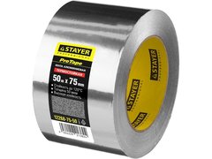 STAYER ProTape, 75 мм, 50 м, до 120 °С, самоклеящаяся алюминиевая лента, Professional (12268-75-50)