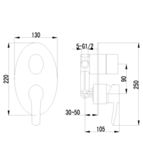 Смеситель для ванны и душа встраиваемый – LM3227C, Серия ATLANTISS.