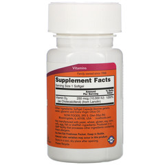 Now Foods, Витамин D3, 10 000 МЕ, 120 мягких желатиновых капсул