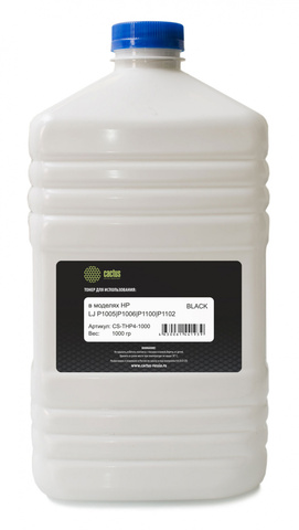 Тонер Cactus CS-THP4-1000 черный флакон 1000гр. для принтера CB435A/CB436A/CE278A/CE285A/CF283A/CF244A/CF283X (для оригинальных картриджей)