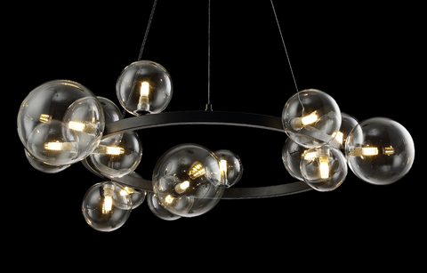 Подвесная люстра Crystal Lux AGATA SP15 V2 BLACK/TRANSPARENTE