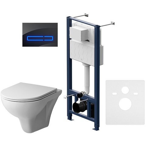 Am.Pm IS450A38.901700 Инсталляция с клав Touchless Pro стекло черн с подвесным унитазом Gem FlashClean с с