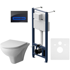 Am.Pm IS450A38.901700 Инсталляция с клав Touchless Pro стекло черн с подвесным унитазом Gem FlashClean с с фото
