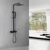 Abber AF8260B Душевая стойка Daheim AF8260B с термостатом без излива, черный матовый