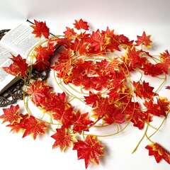 Кленовые листья, осенние искусственные, лиана 2,35 метра, листья около 6,5*7 см, набор 6 шт.